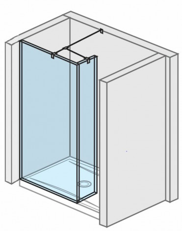 Jika Pure - Skleněná stěna boční včetně krátkého skla, 795x200x2000 mm, s úpravou Jika Perla Glass H2684220026681