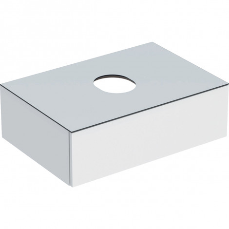Geberit VariForm - Umyvadlová skříňka, 750x510x235 mm, 1 zásuvka a zápachová uzávěrka, lesklá bílá/matná bílá 501.159.00.1