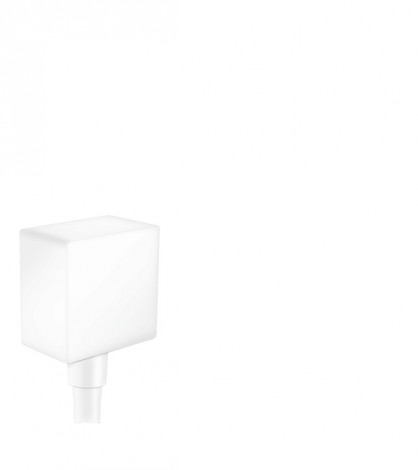 Hansgrohe Fixfit - Přípojka hadice Square se zpětným ventilem, matná bílá 26455700
