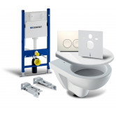 SET Geberit Duofix Delta ( modul+tlačítko+kotvy+izolace+WC závěsné+WC sedátko)