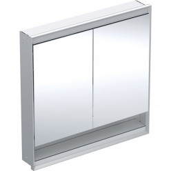 Geberit ONE - Zrcadlová skříňka s LED osvětlením, 900x900x150 mm, 2 dvířka, s nikou, vestavná, hliník 505.823.00.1