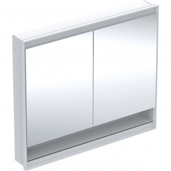 Geberit ONE - Zrcadlová skříňka s LED osvětlením, 1050x900x150 mm, 2 dvířka, s nikou, vestavná, bílá 505.824.00.2