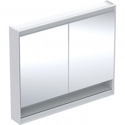 Geberit ONE - Zrcadlová skříňka s LED osvětlením, 1050x900x150 mm, 2 dvířka, s nikou, bílá 505.834.00.2
