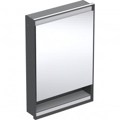 Geberit ONE - Zrcadlová skříňka s LED osvětlením, 600x900x150 mm, panty vpravo, s nikou, vestavná, matná černá 505.821.00.7