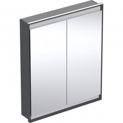 Geberit ONE - Zrcadlová skříňka s LED osvětlením, 750x900x150 mm, 2 dvířka, vestavná, matná černá 505.802.00.7