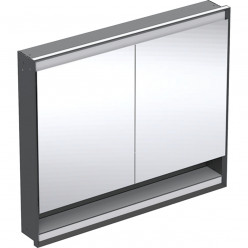 Geberit ONE - Zrcadlová skříňka s LED osvětlením, 1050x900x150 mm, 2 dvířka, s nikou, vestavná, matná černá 505.824.00.7