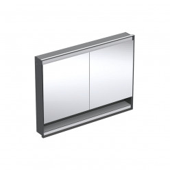 Geberit ONE - Zrcadlová skříňka s LED osvětlením, 1200x900x150 mm, 2 dvířka, s nikou, vestavná, matná černá 505.825.00.7
