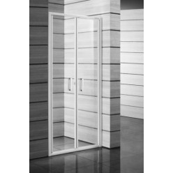 Jika Lyra plus - Sprchové dveře dvoukřídlé 800x1900 mm, bílá/sklo dekor stripy H2563810006651
