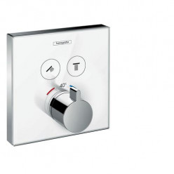 Hansgrohe Shower Select Glass - Termostatická baterie pod omítku pro 2 spotřebiče, bílá/chrom 15738400