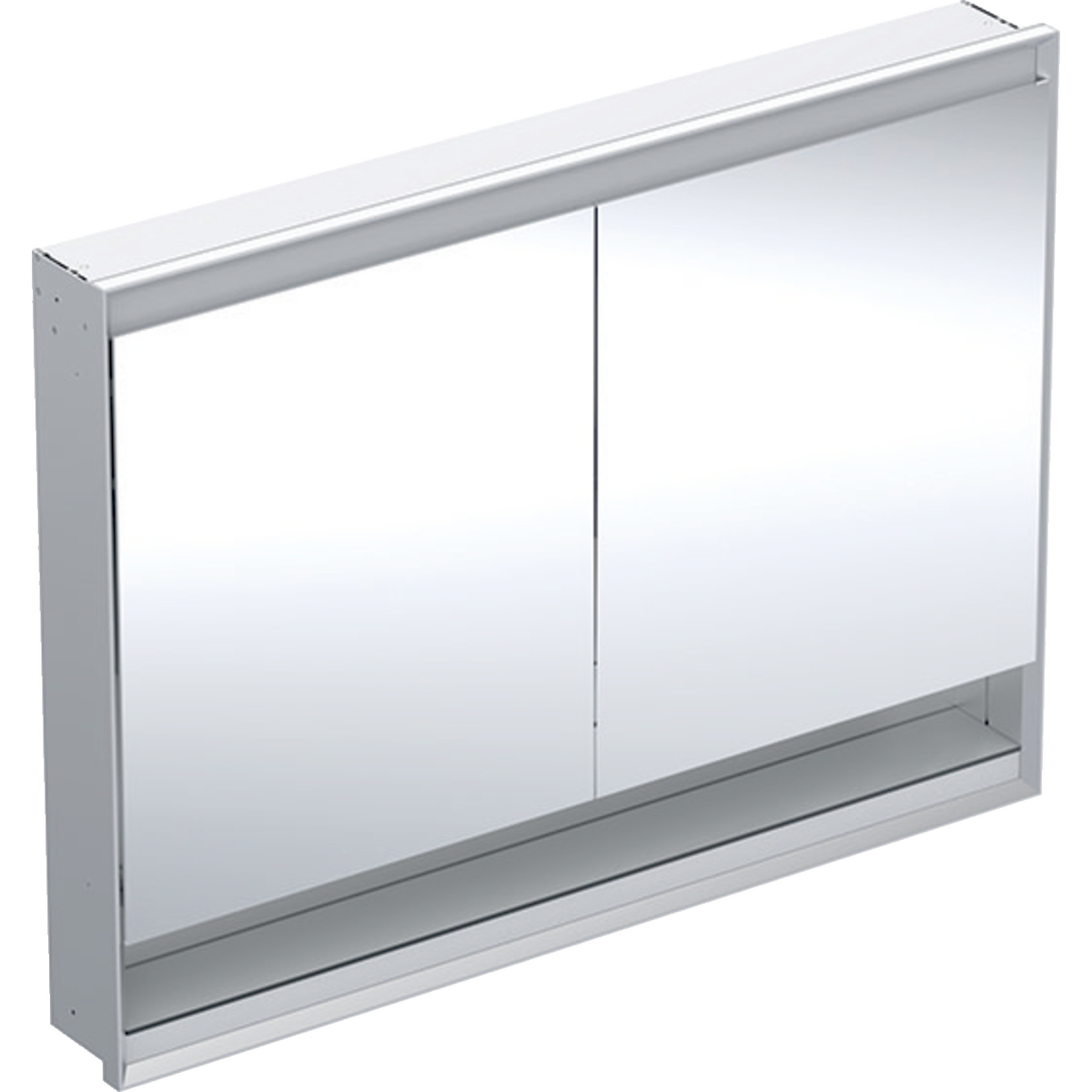 Geberit ONE - Zrcadlová skříňka s LED osvětlením, 1200x900x150 mm, 2 dvířka, s nikou, vestavná, hliník 505.825.00.1