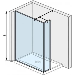 Jika Pure - Skleněná stěna boční, 1200x200x2000 mm, s úpravou Jika Perla Glass H2674260026681