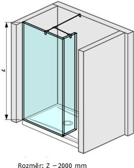 Jika Pure - Sprchová stěna dvoudílná 700x200 mm, Jika Perla Glass, čiré sklo H2684210026681