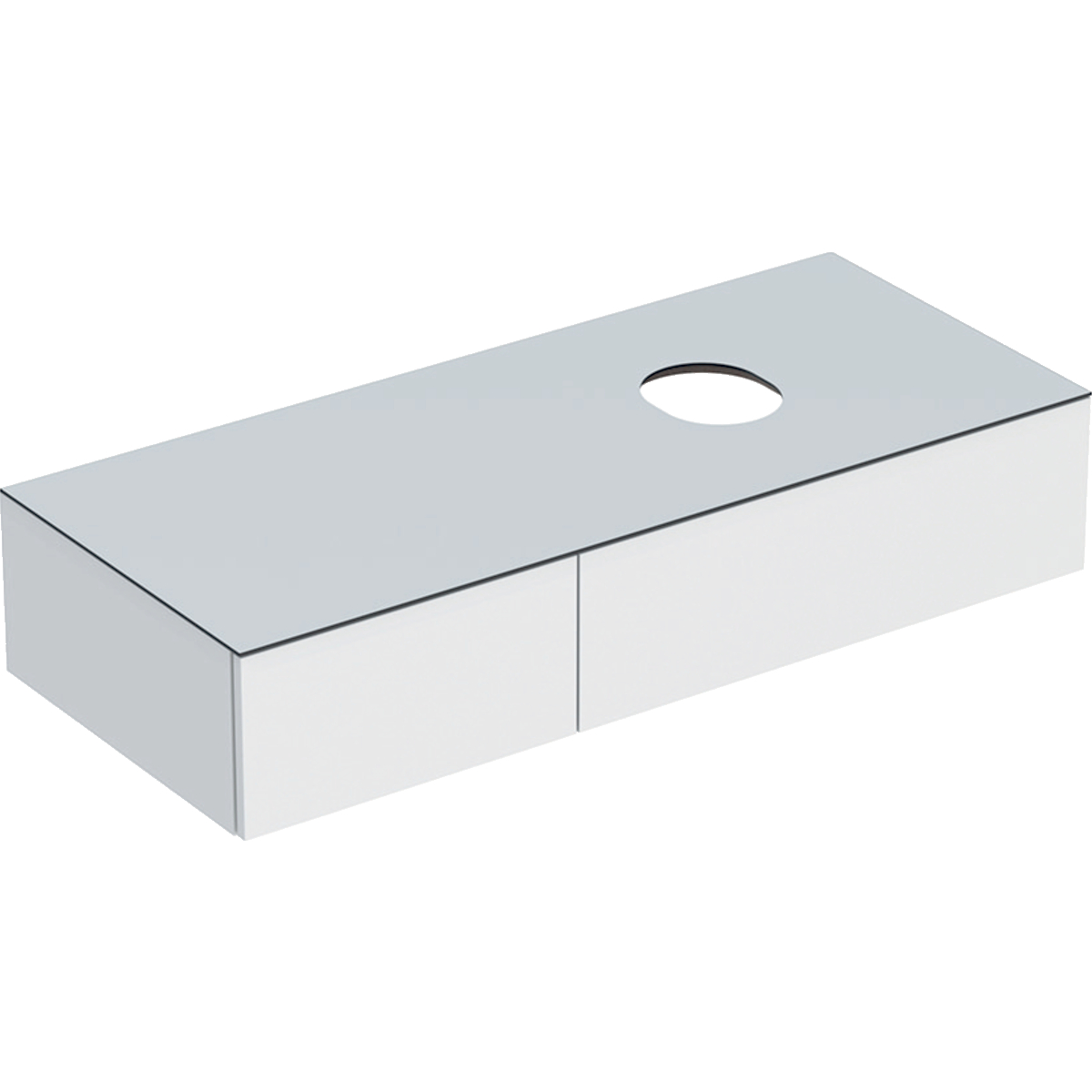 Geberit VariForm - Umyvadlová skříňka, 1200x510x235 mm, 2 zásuvky a zápachová uzávěrka, lesklá bílá/matná bílá 501.171.00.1