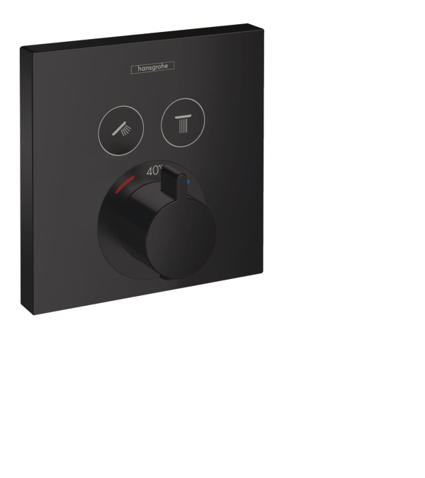 Hansgrohe Shower Select - Termostatická baterie pod omítku pro 2 spotřebiče, matná černá 15763670